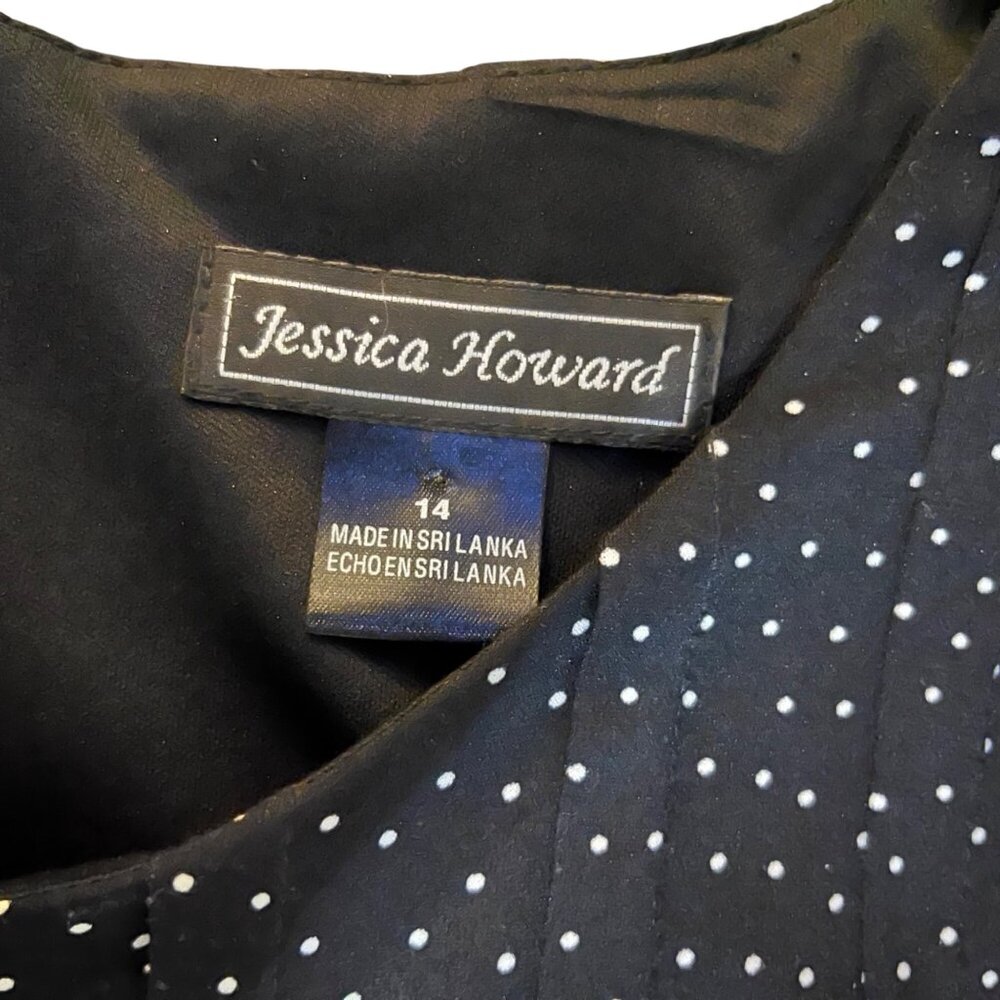 Jessica Howard Womens 14 Black Polka Dot Sleeveless Dress Used Lined - Picture 7 of 10